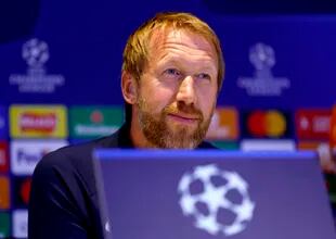 El técnico de Chelsea, Graham Potter, en una conferencia de prensa de la Champions League