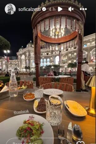 Una postal del restaurante de Czn Burak en el palacio Place Vendome de la ciudad de Lusail, en Qatar, donde estuvieron Kun Agüero y su novia Sofía Calzetti