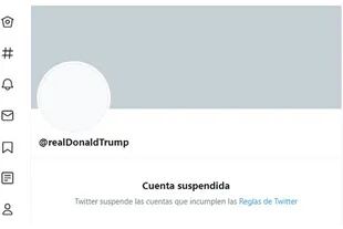 Así se ve la cuenta de Twitter de Donald Trump que fue suspendida para siempre