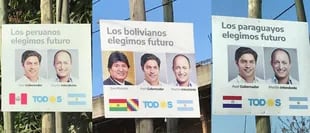 Propaganda del Frente de Todos en los postes de las calles de Lomas de Zamora