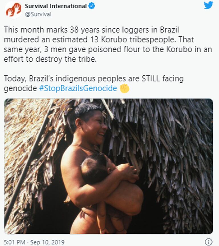 Los indígenas korubo tienen presencia en el mismo suelo que los yanomami (Foto: Captura Twitter)