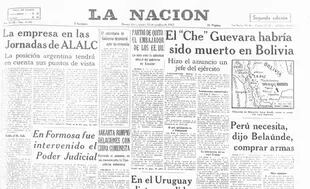 La tapa de La Nación del 10 de octubre de 1967, la primera publicación tras la muerte del Che