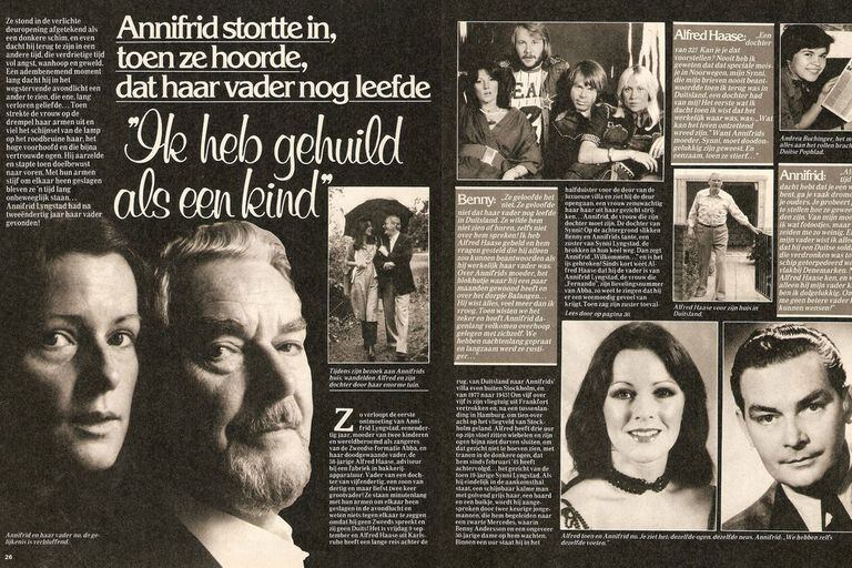 Una nota a doble página de la revista holandea Pop con la historia del encuentro entre Frida y su padre, el ex soldado nazi Alfred Haase