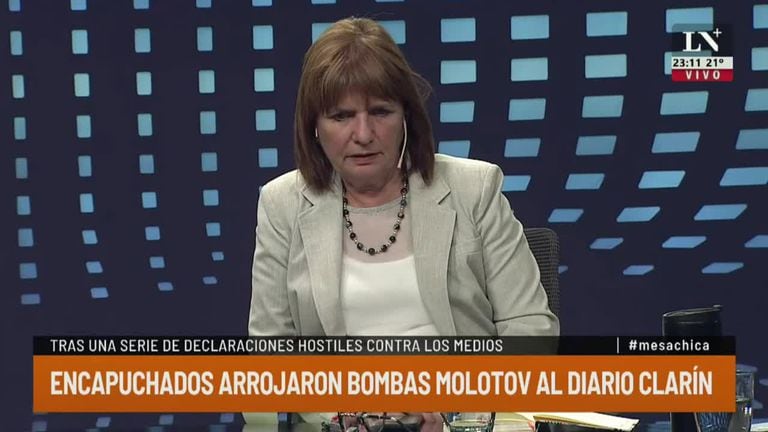 Patricia Bullrich mostró un tuit que anticipaba el atentado a Clarín