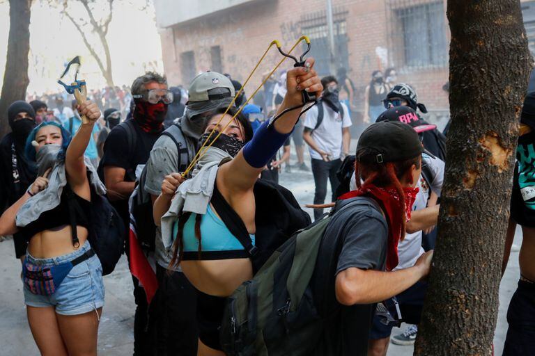Protesta de jóvenes en Santiago, Chile