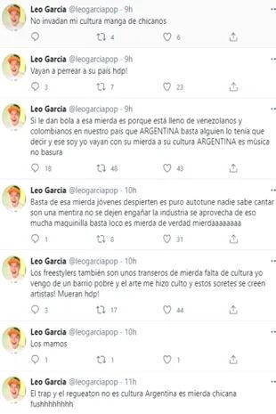 Los polémicos y repudiables tuits que el músico Leo García publicó de madrugada
