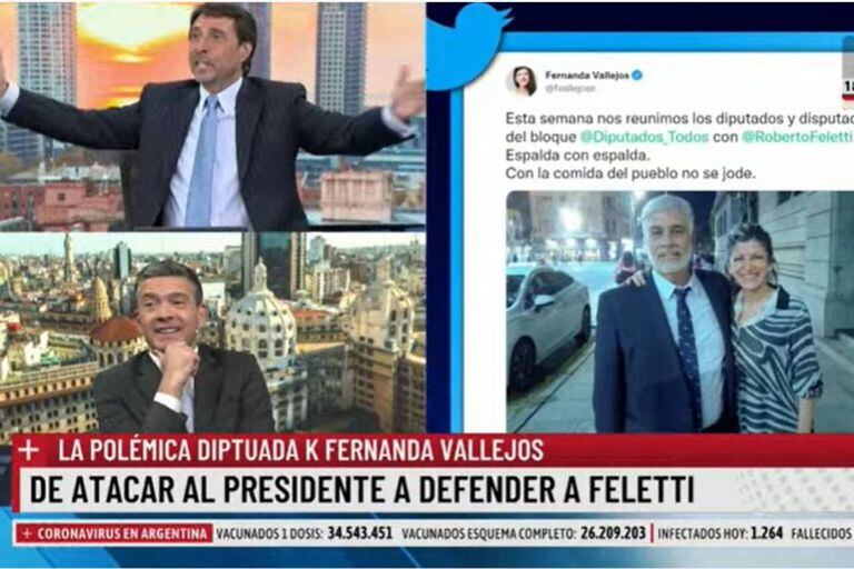 Feinmann, sobre la foto de Feletti: “¿Se abraza con Vallejos que injurió al Presidente?”