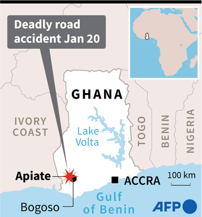 The location of Apiate, where the tragic explosion occurred in Ghana.