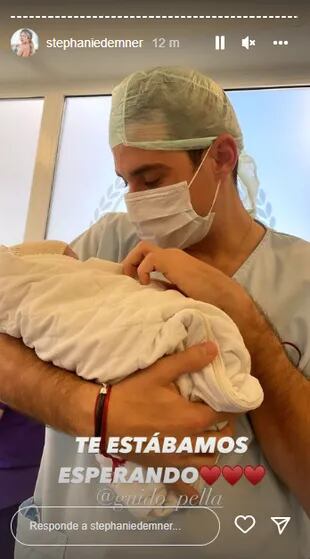 Guido Pella y su primera hija, Arianna, nacida en julio pasado