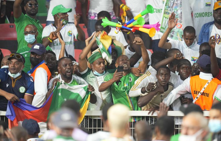 Comoros fans crammed into the Olembe stadium 