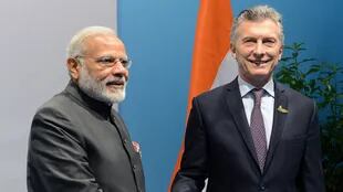 Macri con el primer ministro de la República de la India, Narendra Modi
