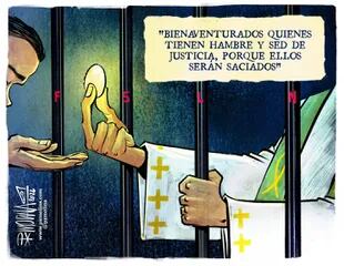 Ilustración de Pedro X. Molina en confidencial.digital.com sobre la represión a la Iglesia en Nicaragua