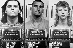 "The West Memphis Three" fotografiados por el Departamento de Policía de West Memphis, después de su arresto en junio de 1993