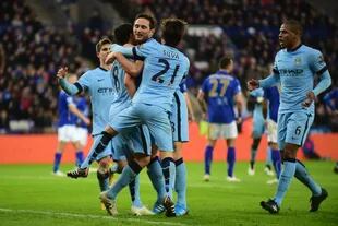 El festejo del City tras el gol de Lampard