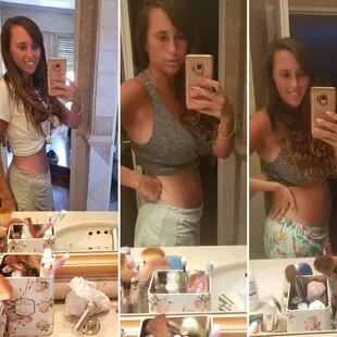 Tres momentos en tres fotos: las selfies de Estefanía Pasquini que muestran la evolución de su embarazo