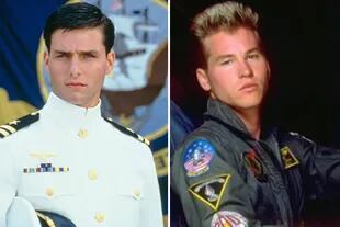 Tom Cruise y Val Kilmer, tal como aparecían en la película original de 1986