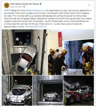 El cuerpo de bomberos de Palm Beach compartió la noticia en sus redes sociales