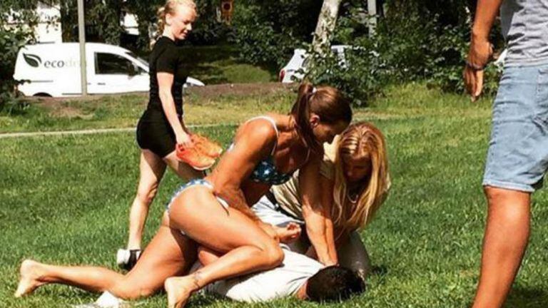 Mikaela Kellner detiene a un ladrón en un parque de Estocolmo