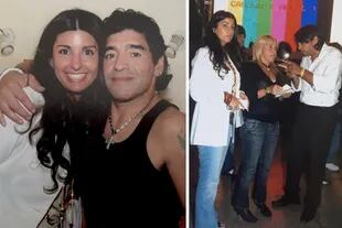 Vanesa Bafaro, jefa de prensa de eltrece, junto a Diego Maradona, Claudia Villafañe y el productor general Coco Fernández
