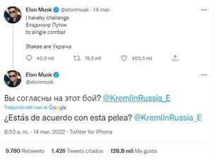 Musk retó a duelo a Putin.