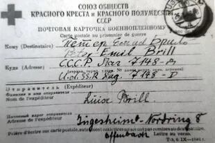 "Carta postal a un prisionero de guerra". Brill permaneció cautivo en un campo de concentración soviético