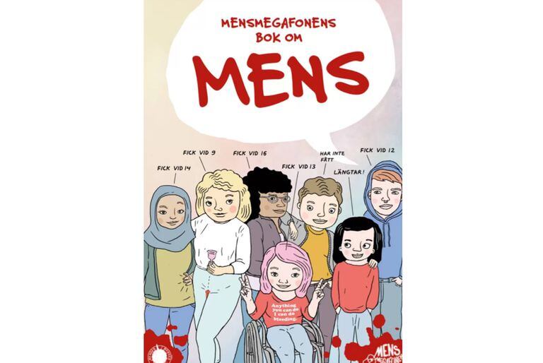 Portada del libro de Mensen "Mensmegafonens bok om mens" o "El megáfono del período".