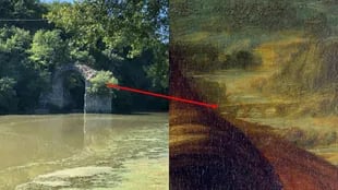 Comparación de imágenes consideradas concluyentes: el puente pintado detrás de la Gioconda es el puente Romito di Laterina, en la provincia de Arezzo