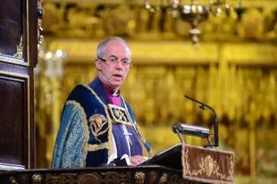 En esta foto de archivo del domingo 11 de noviembre de 2018, el arzobispo de Canterbury Justin Welby pronuncia un discurso durante un Servicio Nacional para conmemorar el centenario del Armisticio en la Abadía de Westminster, Londres.