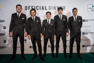 La presentación del equipo argentino en la cena oficial de la Copa Davis, con Leonardo Mayer, el capitán Gastón Gaudio, Diego Schwartzman, Guido Pella y Máximo González