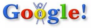 El logo de Google intervenido con la imagen de Burning Man Festival, en 1998