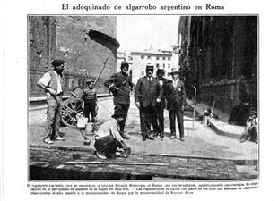 Buenos Aires le donó adoquines de algarrobo argentino a Roma. 1916.