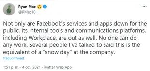 Un periodista del NYT reveló que en Facebook tampoco funcionan los servicios de comunicación interna para empleados