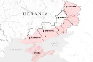 El mapa de las regiones que Rusia anexará