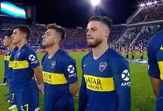 La reacción de Nandez mientras hinchas de Vélez cantaban sobre el himno nacional
