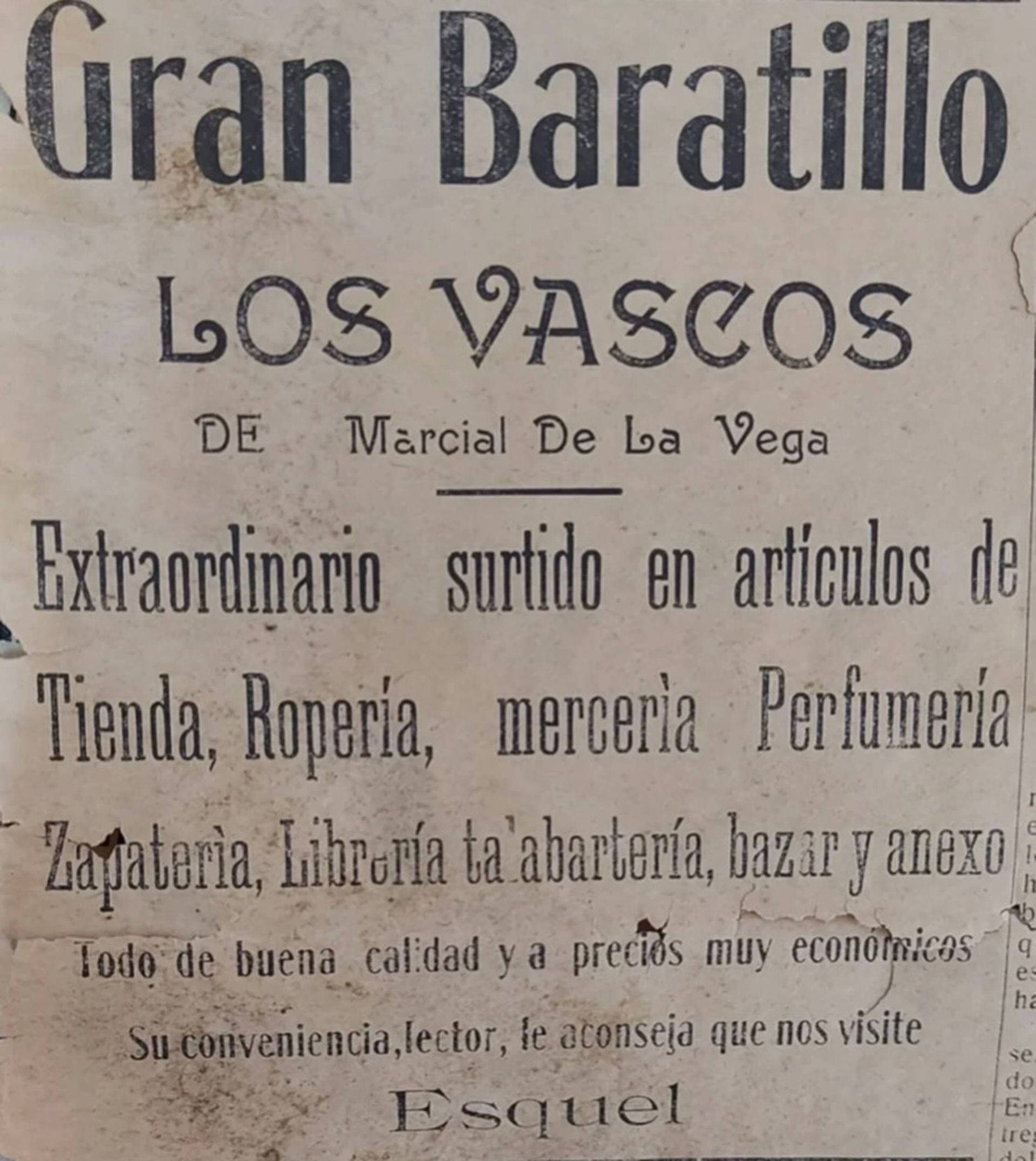 Afiche antiguo de Casa Los Vascos.