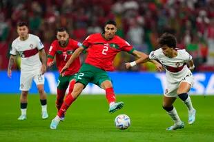 Marrocos derrotou Portugal por 1 a 2 nas quartas de final da Copa do Mundo de 2022 no Catar (AP Photo/Petr David Josek)