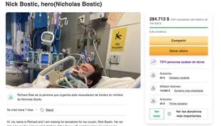 Nicholas Bostic tiene una cuenta en GoFundMe para reunir los recursos necesarios tras los gastos hospitalarios por las heridas causadas en el incendio