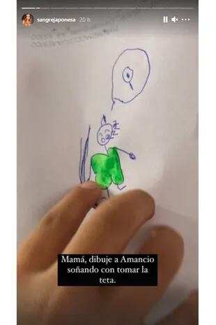 La China Suárez mostró el dibujo de una de sus hijas sobre el pequeño Amancio
