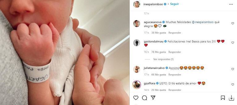 Felipe es el primer hijo de Inés Palombo (Crédito: Instagram/@inespalomboo)