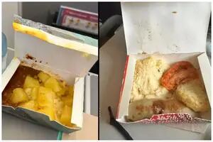 Mostró la comida que le sirvieron en el avión y se horrorizó: “Podría ser un curry, ¿quién sabe?”