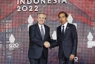Alberto Fernandez y el presidente de Indonesia, Joko Widodo