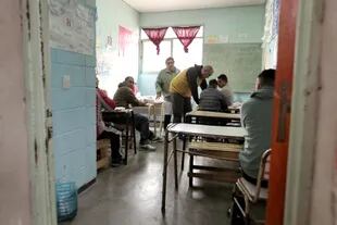 Una de las aulas de la EEPA 721, en la Unidad 46 del Complejo Penitenciario de San Martín