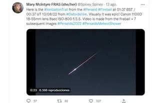 Mary McIntyre simplemente subió un video de un meteorito de la lluvia de las Perseidas, pero Twitter entendió que se trataba de una imagen pornográfica y le bloqueó la cuenta