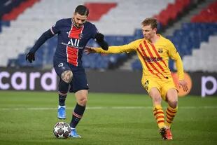 Mauri Icardi, uno de los tres futbolistas argentinos de Paris Saint-Germain, que recibirá a Nantes con el objetivo de saltar a la punta de la liga francesa de fútbol.