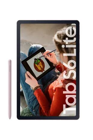Confortable. La Galaxy Tab S6 Lite de Samsung cuenta con un diseño compacto y ligero, cuerpo metálico, pantalla de 10,4 pulgadas y viene en tres versiones: gris, celeste y rosa. Incluye un lápiz para su pantalla táctil ($46.999).