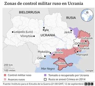 Zonas de control militar de Rusia en Ucrania
