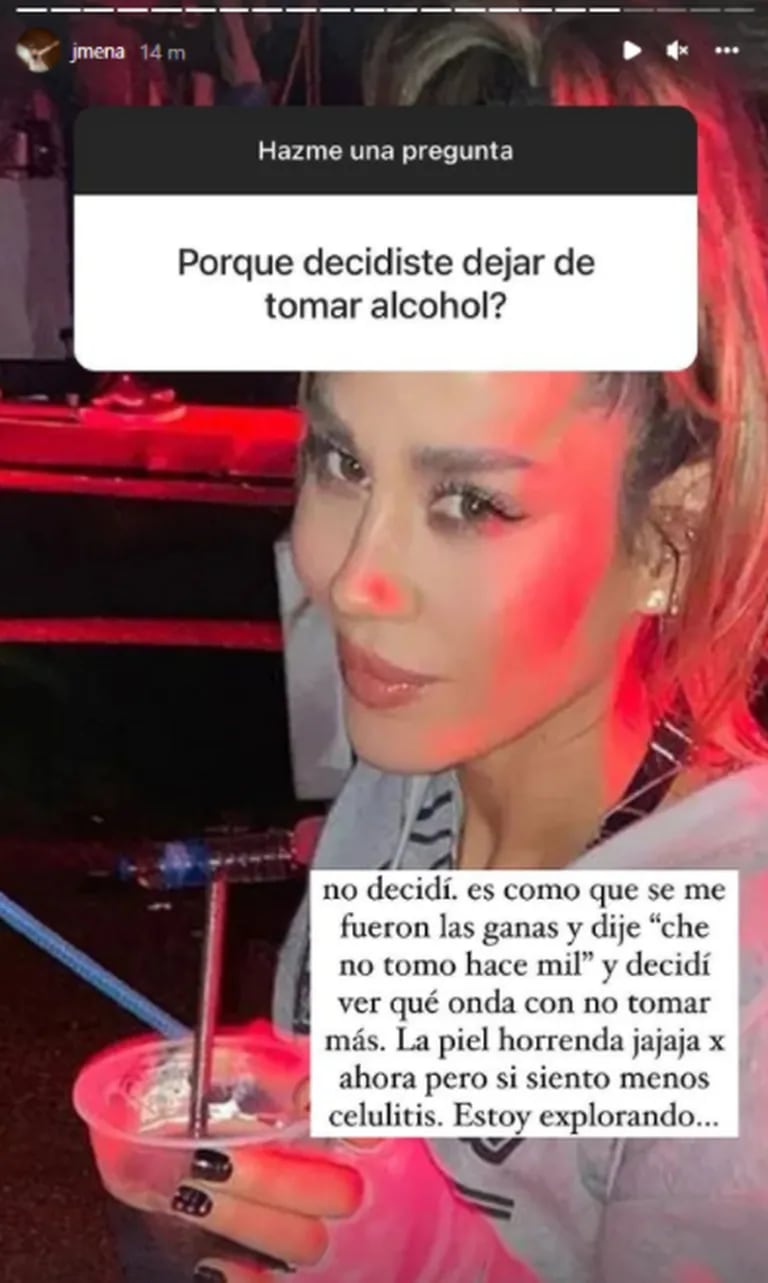 Jimena Barón explicó por qué no toma más alcohol