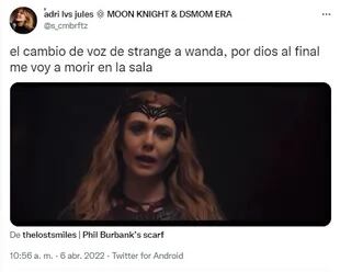 La reacción de los usuarios a la aparición de Wanda en el nuevo trailer de Doctor Strange (Foto: Twitter)