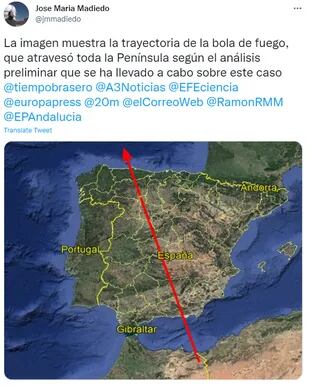 La trayectoria que hizo el satélite y que asustó a toda España