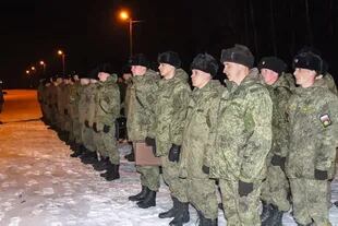 Soldados rusos en Belarús, ayer 